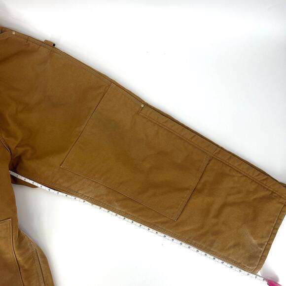 Vintage Carhartt Insulated Red Quilted Fully Lined Bib Work Overalls 46 x 32 - Picture 7 of 10